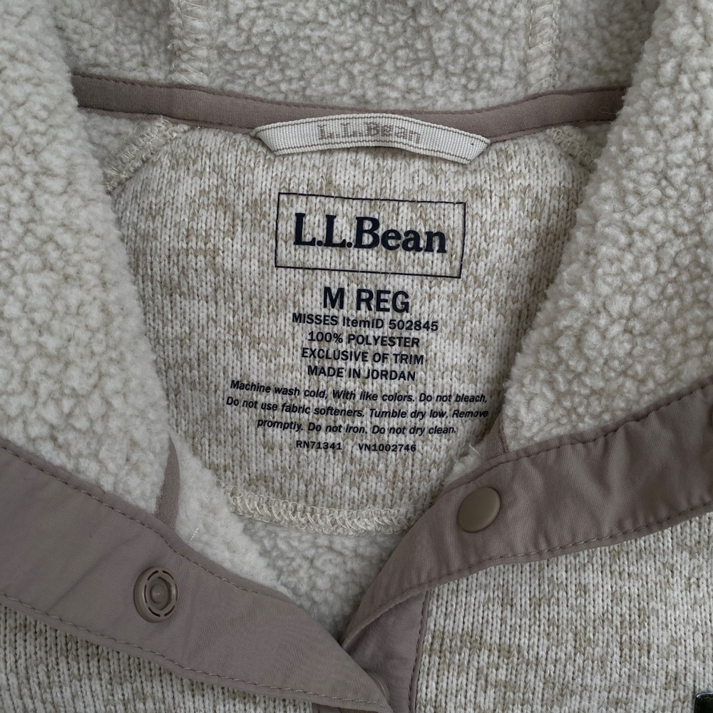 L.L.Bean Women's Sweater Fleece Pullover Hoodie Heather Red And Cream Size M - Picture 3 of 4